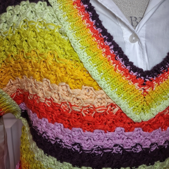 NWOT Free People| Summer Daze Sweater Vest| Yellows, Peach, Lilac, Plum| Sz Med - Picture 3 of 5